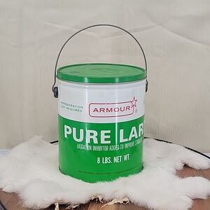 ARMOUR Pure Lard Paint Can Style Tin vintage Advertising Green and white